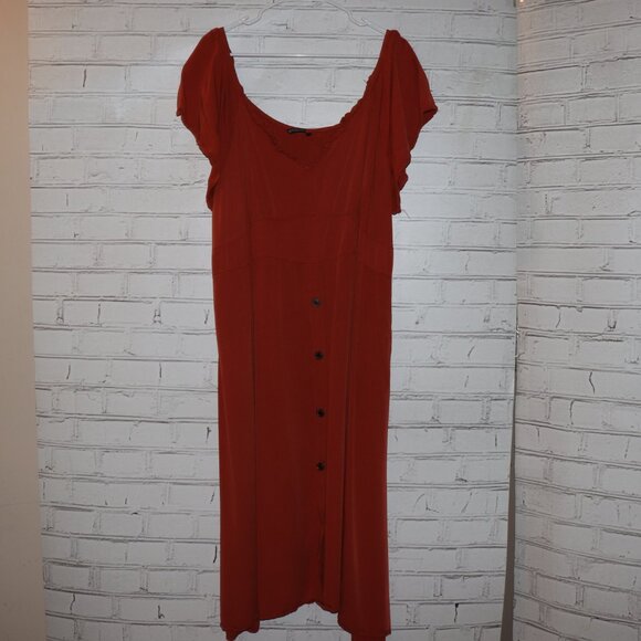 BloomChic Dresses & Skirts - 🧡 BloomChic Button‑Front Dress · Plus 22–24 · Rustic Orange